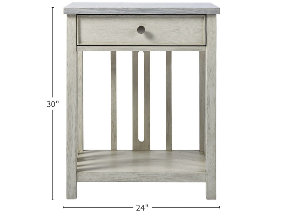 Escape - Bedside Table With Stone Top - Pearl Silver
