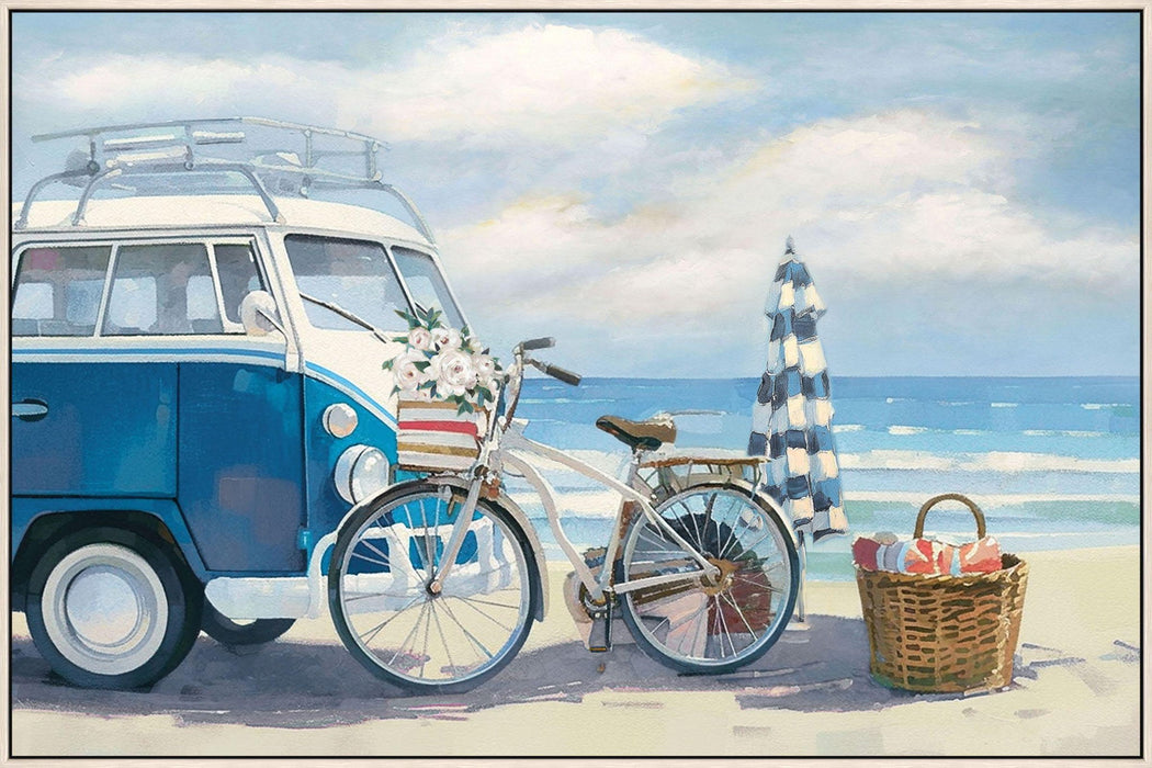 Seaside Escape Journey - 32" x 48" Framed Wall Art - Blue