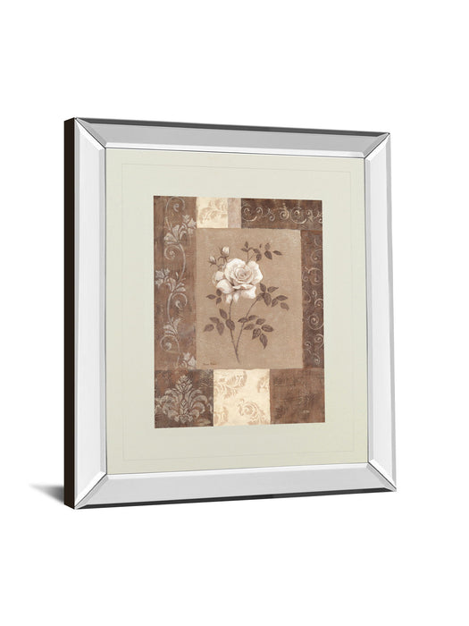 Single Rose By Vivian Flasch - Mirror Framed Print Wall Art - Light Brown