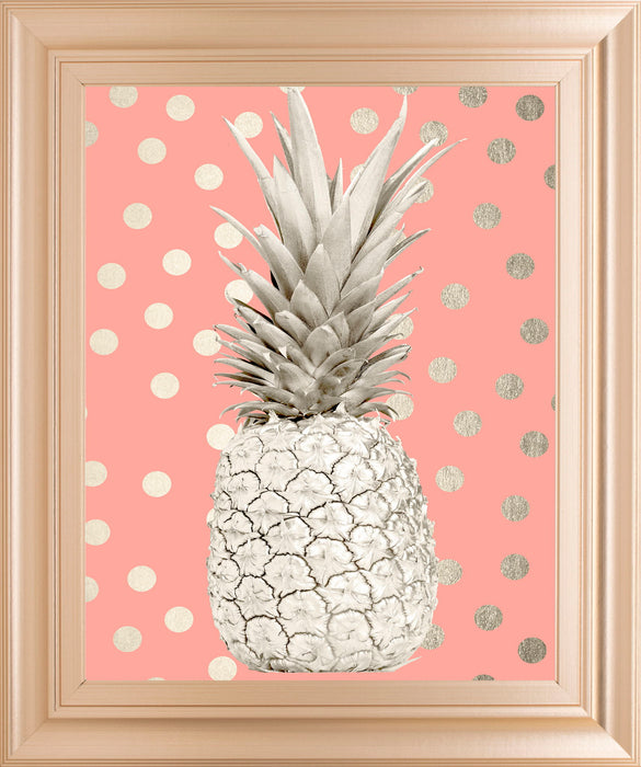 Pineapple On Polka Dots By Nature Magick - Framed Print Wall Art - Pink