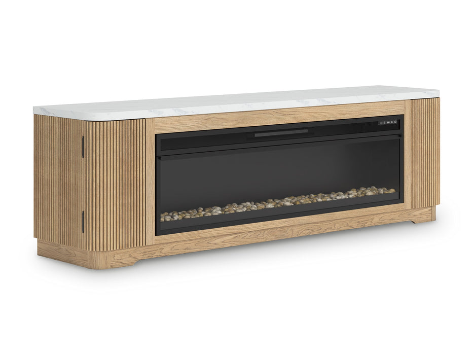 Camdill - 80" TV Stand With Electric Fireplace - Light Brown