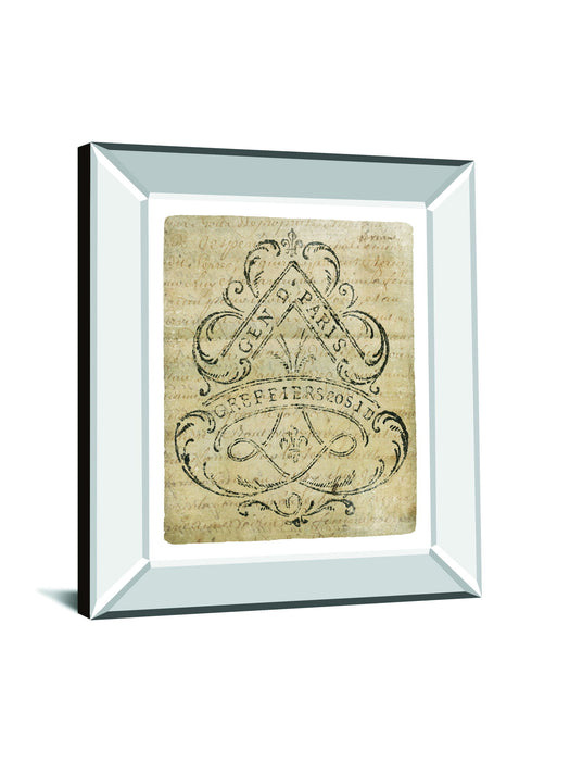 Letter Crest I Vintage V2 By Wild Apple Portfolio - Mirror Framed Print Wall Art - Beige