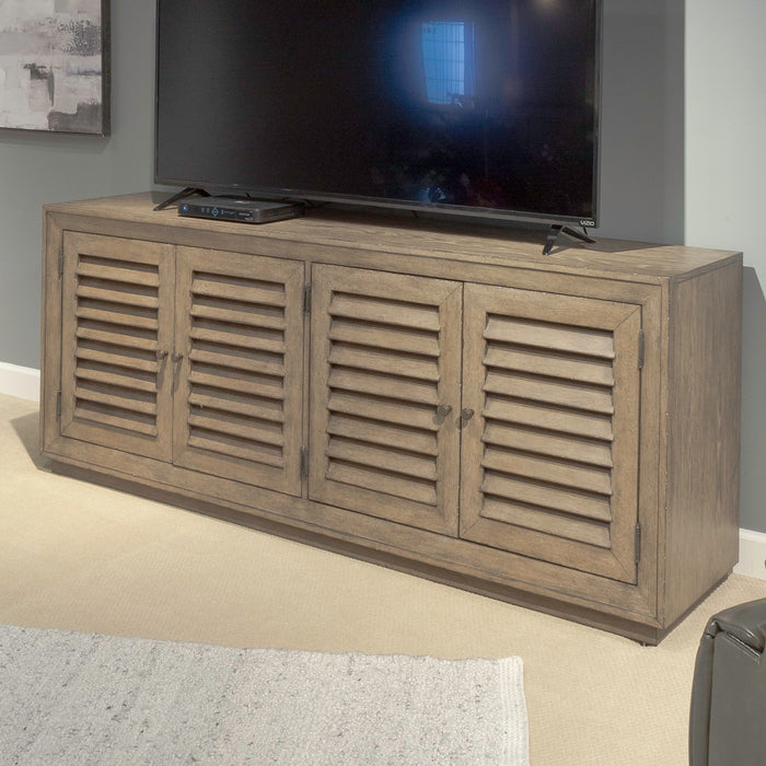 Aspen Sky - 78" TV Console - Weathered Saddle Brown