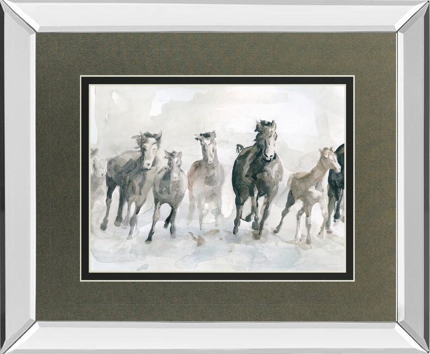 Running Wild By Carol Robinson - Mirror Framed Watercolor Print Wall Art - Dark Gray