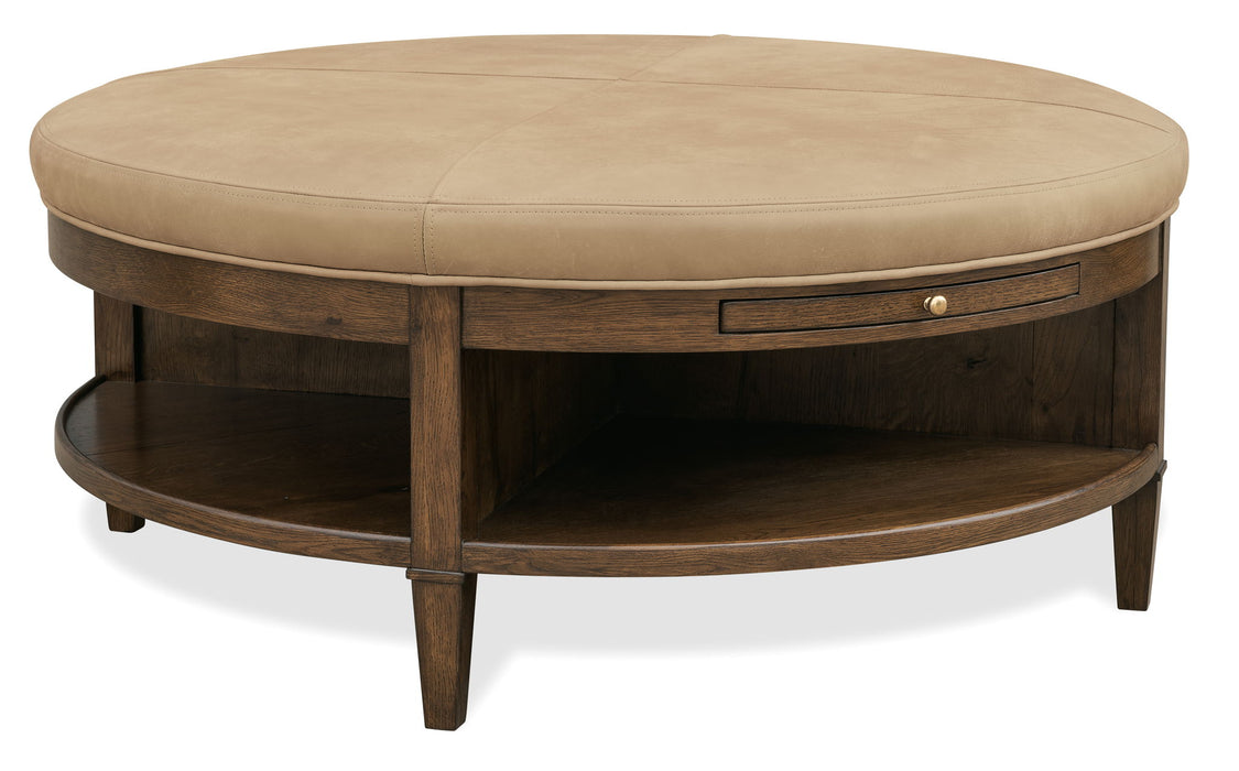 Cashiers - Cocktail Ottoman - Chestnut / Vintage Ecru