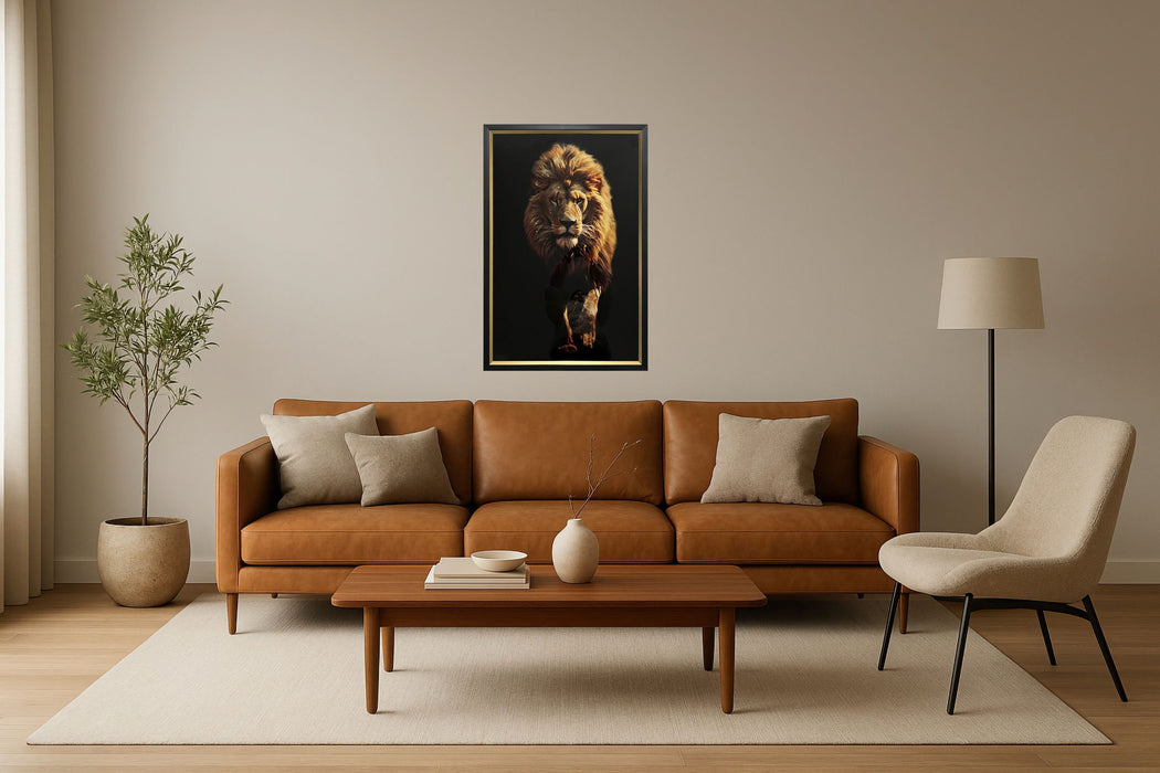 Majestic Mane - 24" x 36" Framed Wall Art - Brown - Light Brown