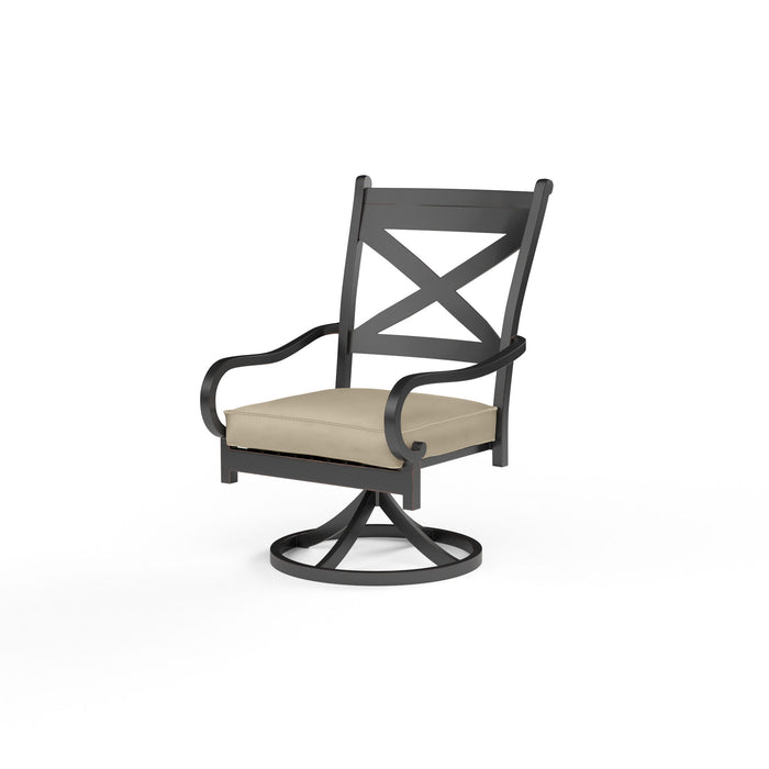 Monterey - Swivel Dining Chair, With Self Welt - Linen Stone / Black