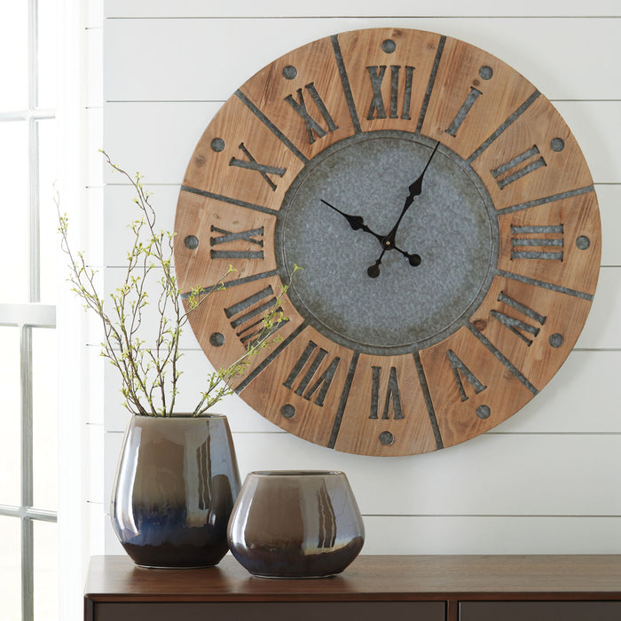 Payson - Wall Clock - Antique Gray / Natural