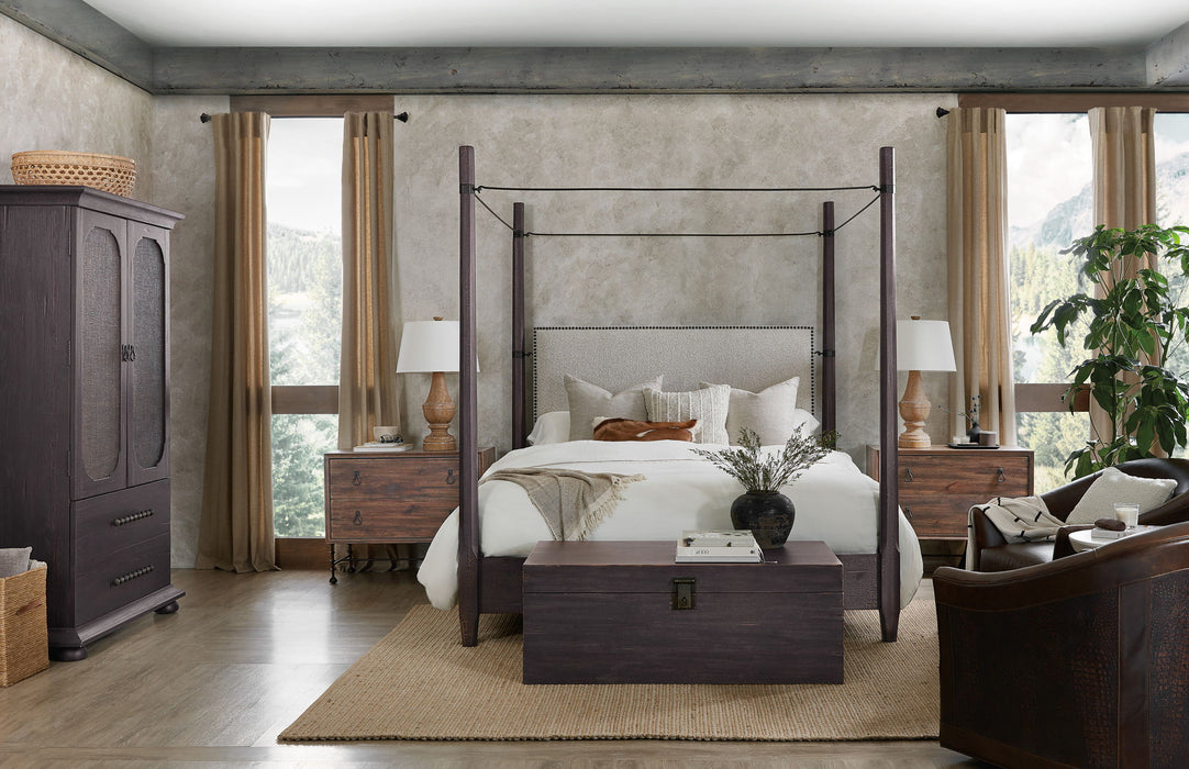 Big Sky - King Poster Bed With Canopy - Black / Dark Brown