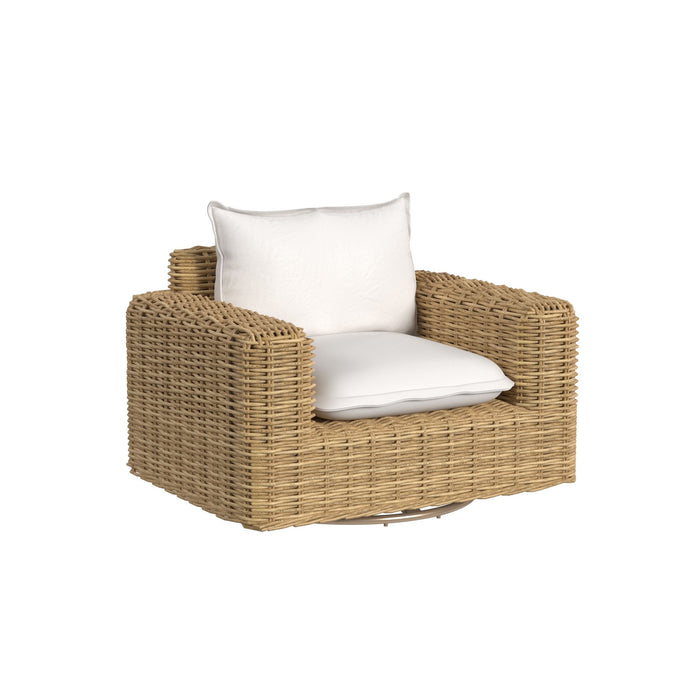 Playa - Oversized Swivel Club Chair - Light Brown / White