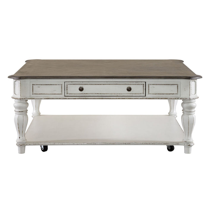 Magnolia Manor - Oversized Square Cocktail Table - White