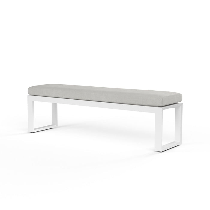 Newport - Dining Bench, No Welt - Cast Silver / White