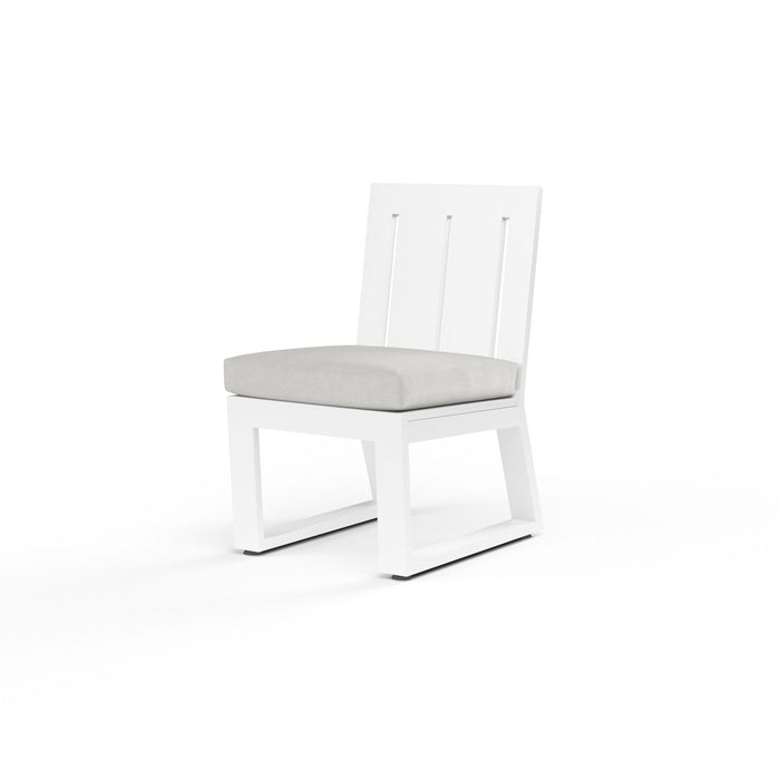 Newport - Armless Dining Chair, No Welt - Cast Silver / White