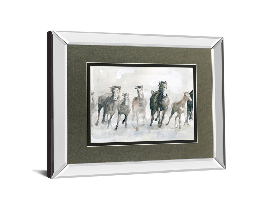 Running Wild By Carol Robinson - Mirror Framed Watercolor Print Wall Art - Dark Gray