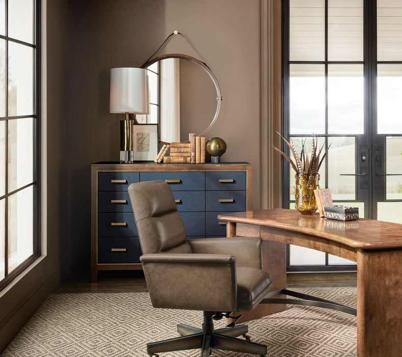 Melange - Geneva Accent Drawer Chest - Blue / Medium Walnut