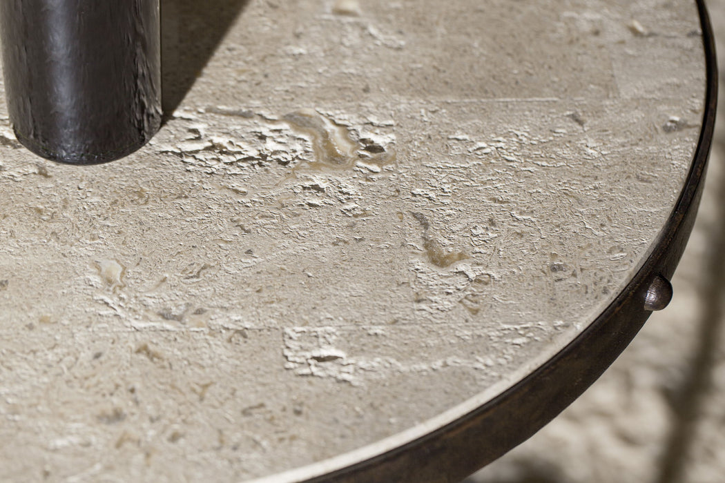 Hill Country - Luckenbach Metal And Stone End Table