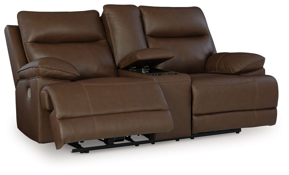 Vonryan - Power Reclining Loveseat With Console / Adj Headrest - Tobacco