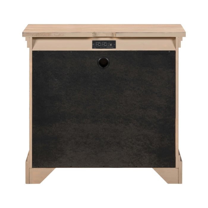 Haven Hills - Bedside Chest With Charging Station - Camel Beige