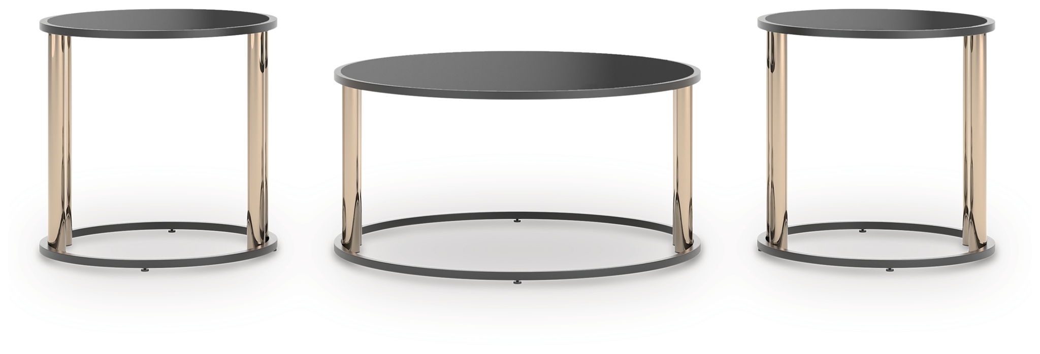 Hannerly - Occasional Table Set (Set of 3) - Black / Gold Finish