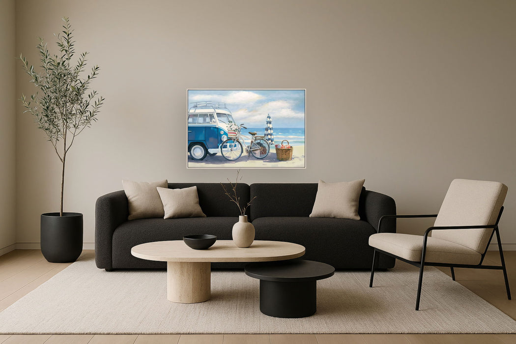 Seaside Escape Journey - 32" x 48" Framed Wall Art - Blue