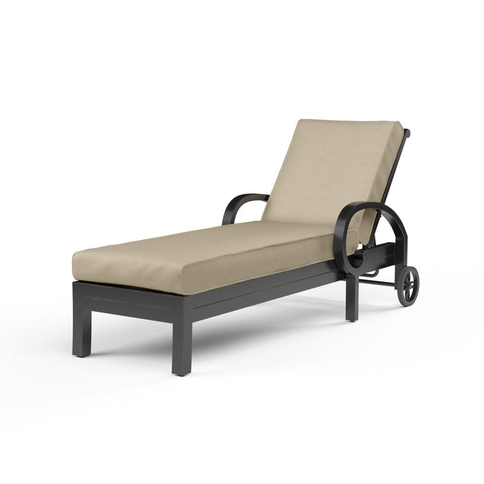 Monterey - Chaise Lounge, With Self Welt - Linen Stone / Black