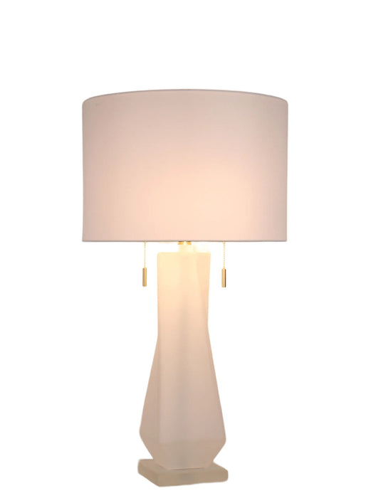 Faceted Frost Art Glass & Frosted Crystal Table Lamp (Set of 2) - Frosted Art Glass / Frosted Crystal