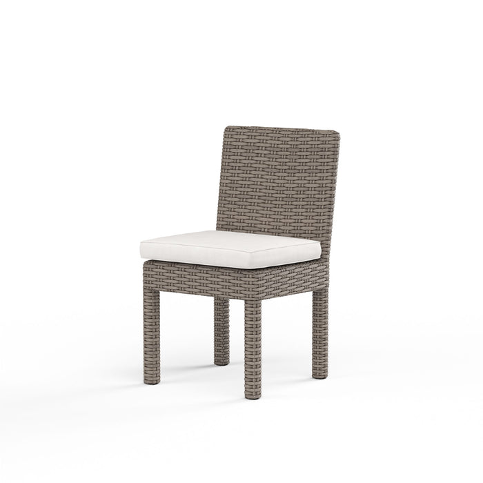 Coronado - Armless Dining Chair, With Self Welt - Canvas Flax / Dark Brown