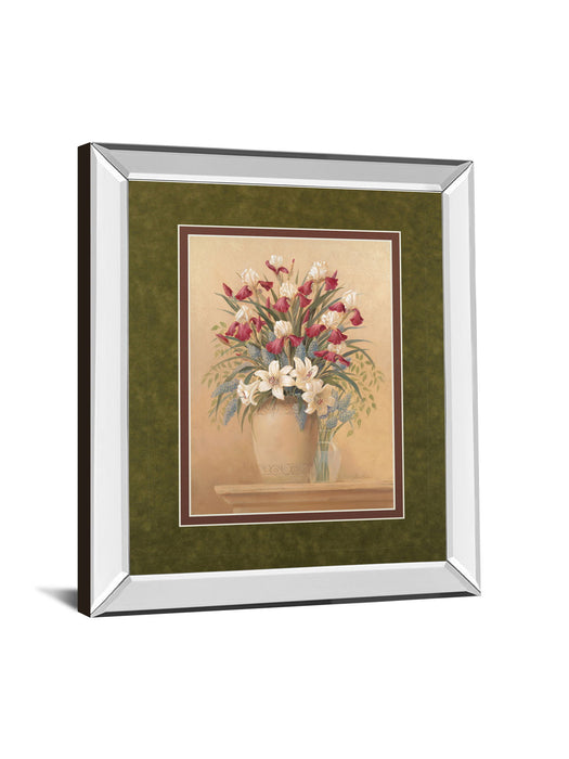 Classic Petal Il By Gloria Eriksen - Mirror Framed Print Wall Art - Beige