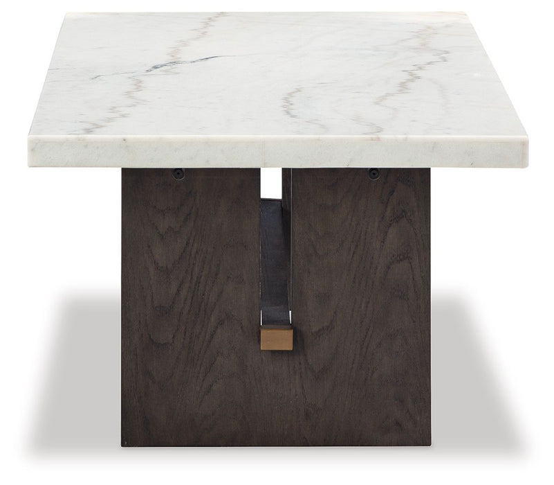 Burkhaus - Rectangular Cocktail Table - White / Dark Brown