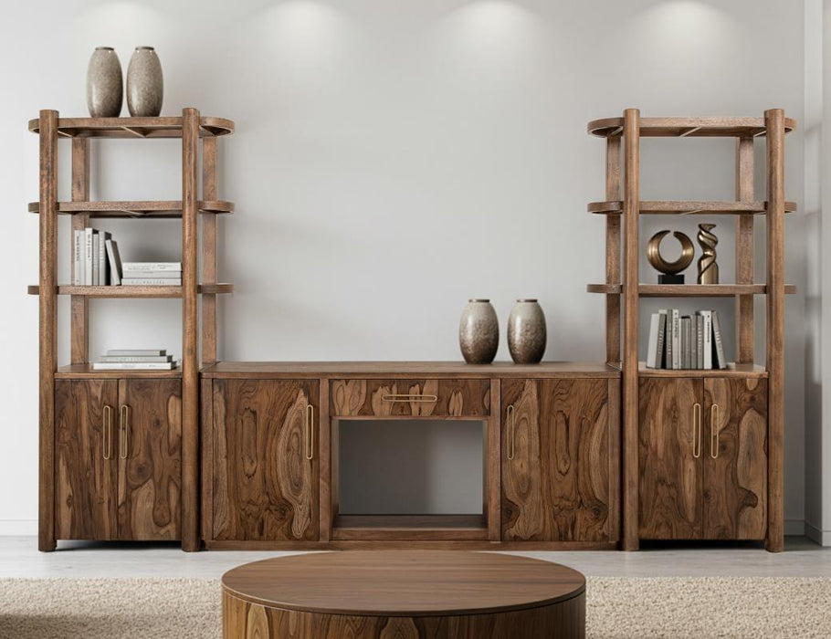 Balam - Wall Unit With Electric Fireplace Insert - Light Brown