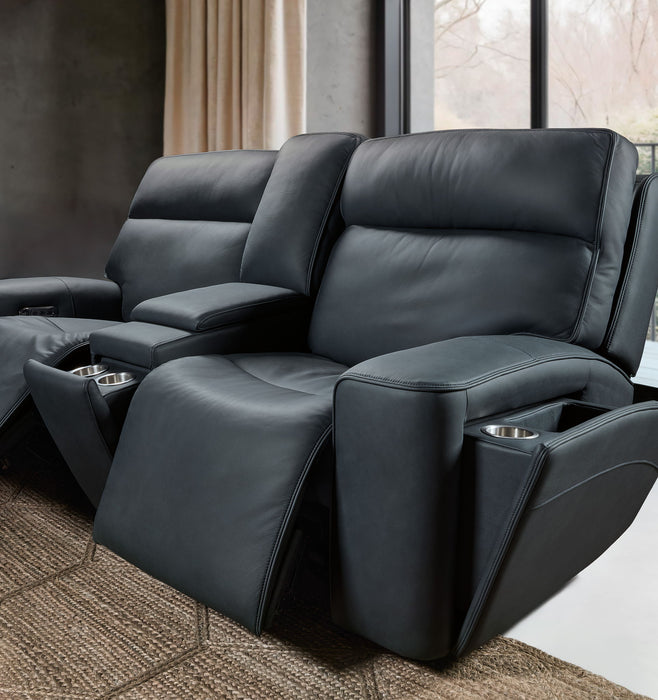 MS - Riverton Power Gliding Console Loveseat With Power Headrest And Lumbar - Black