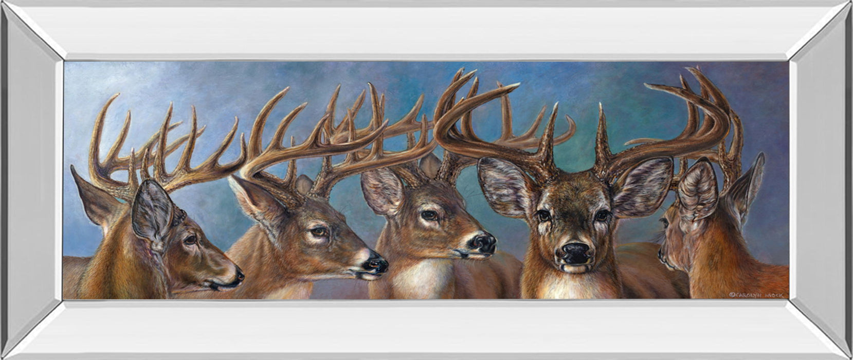 Five Bucks By Carolyn Mock - Framed Print Wall Art - Blue