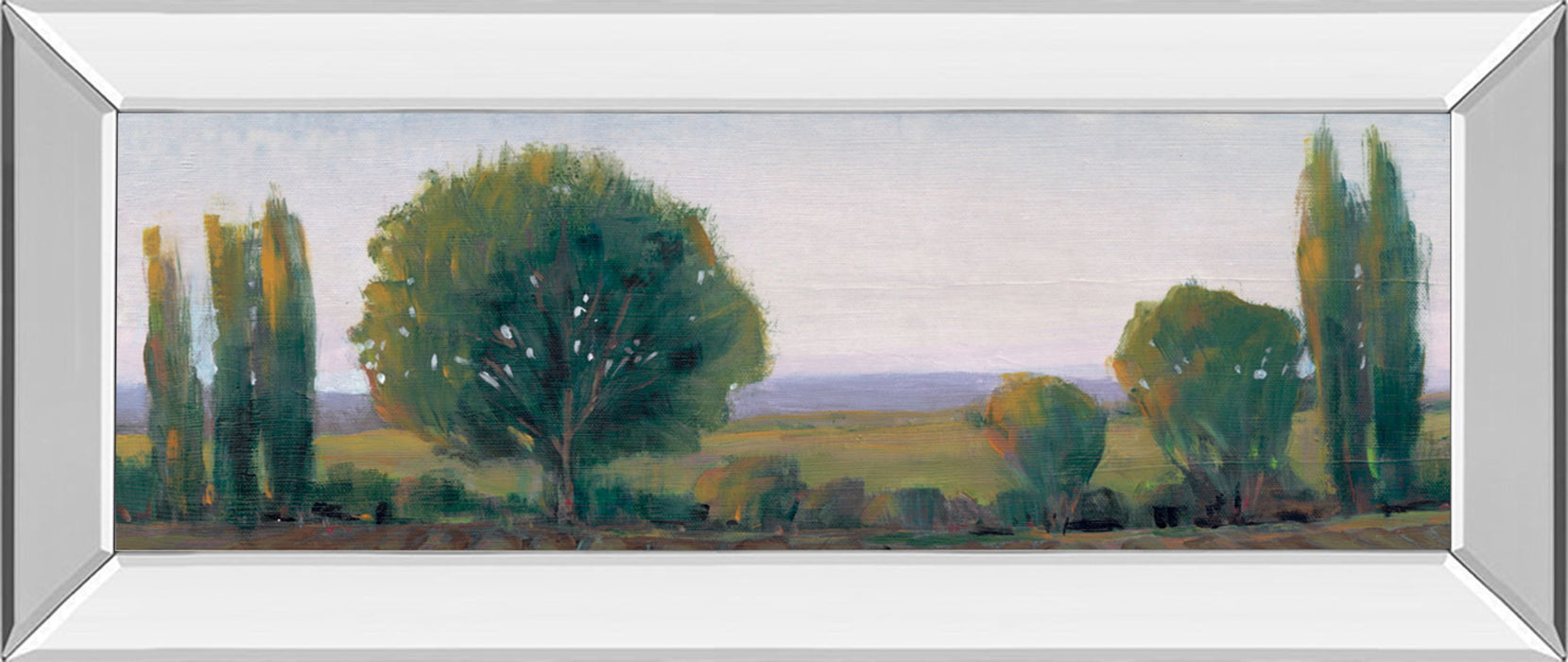 Panoramic Treeline I By Tim Otoole - Mirror Framed Print Wall Art - Dark Green