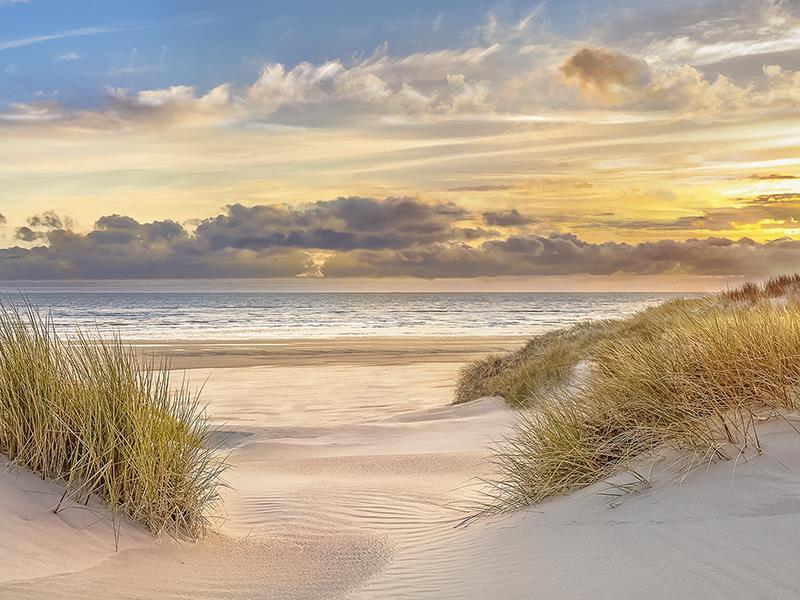 Sand Sunset By Mike Calascibetta (Framed Small) - Beige