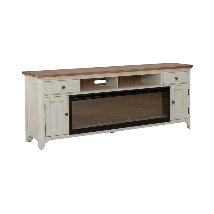 Fireplace TV Consoles - 652 80" Console With Fire FT - White