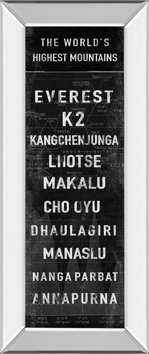 The Highest Mountains By The Vintage Collection - Mirror Framed Print Wall Art - Black