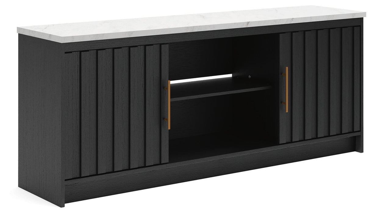 Cadmori - XL TV Stand With Fireplace Option - Black / White