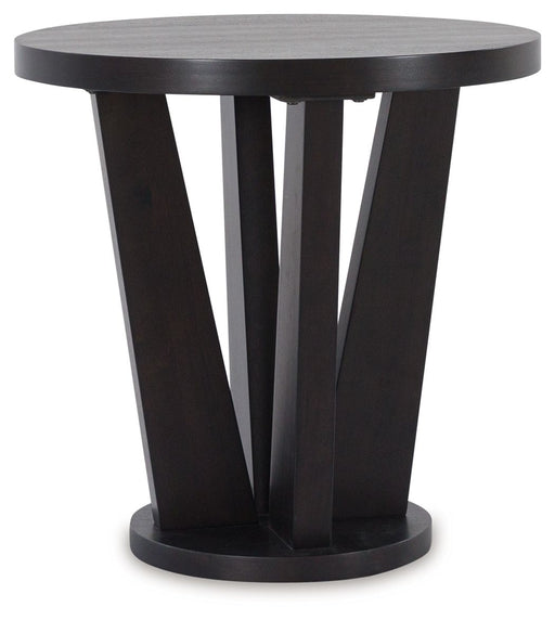 Chasinfield - Dark Brown - Round End Table Capital Discount Furniture Home Furniture, Furniture Store