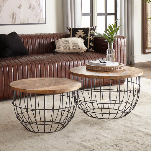 Akins - Nesting Caged Accent Tables - Light Brown Capital Discount Furniture Home Furniture, Furniture Store
