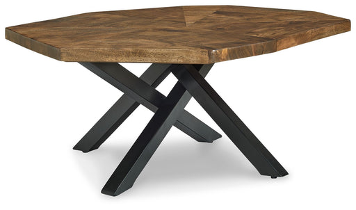 Haileeton - Brown / Black - Oval Cocktail Table Capital Discount Furniture Home Furniture, Furniture Store