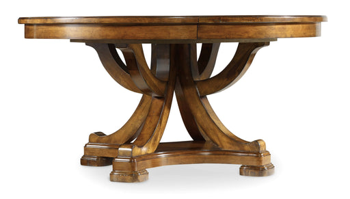 Tynecastle - Round Pedestal Dining Table With One 18" Leaf Capital Discount Furniture