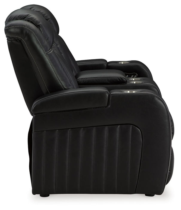 Caveman Den - Midnight - Power Reclining Loveseat With Console/ Adj Hdrst Capital Discount Furniture Home Furniture, Furniture Store