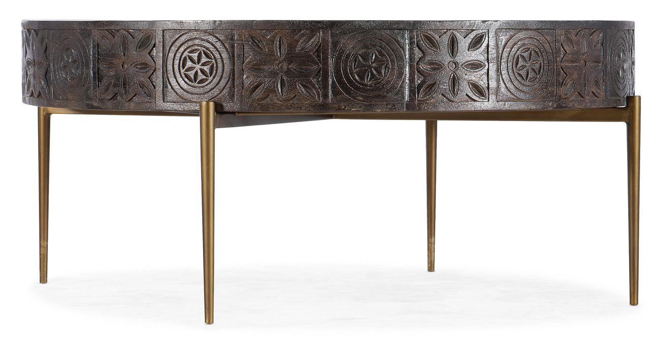 Commerce And Market - Carved Round Cocktail Table