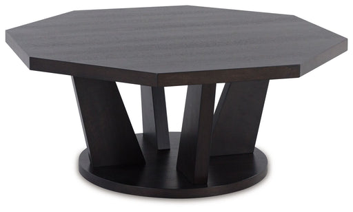 Chasinfield - Dark Brown - Octagon Coffee Table Capital Discount Furniture Home Furniture, Furniture Store