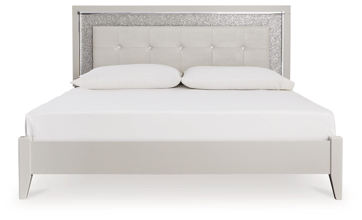 Zyniden - Silver - King Upholstered Panel Bed Capital Discount Furniture Home Furniture, Furniture Store
