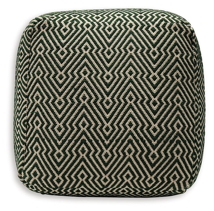 Abacy - Green / Ivory - Pouf Capital Discount Furniture Home Furniture, Furniture Store