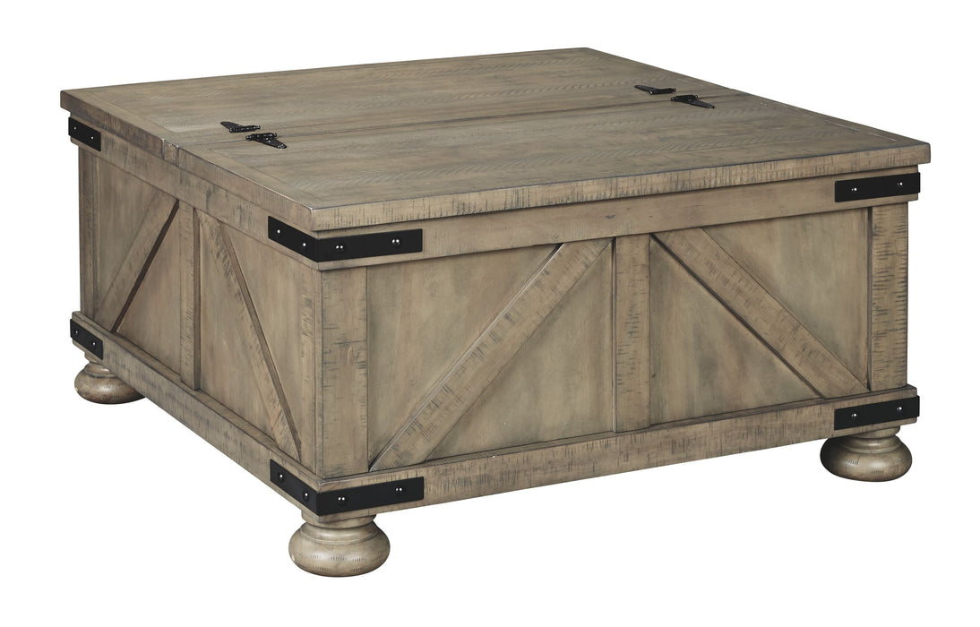 Aldwin - Gray - Cocktail Table With Storage - Square Capital Discount Furniture Home Furniture, Furniture Store
