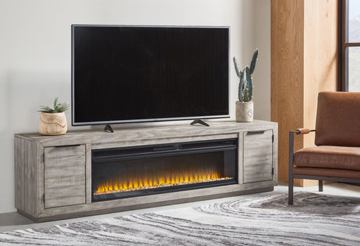 Naydell - Gray - 92" TV Stand With Wide Fireplace Insert Capital Discount Furniture