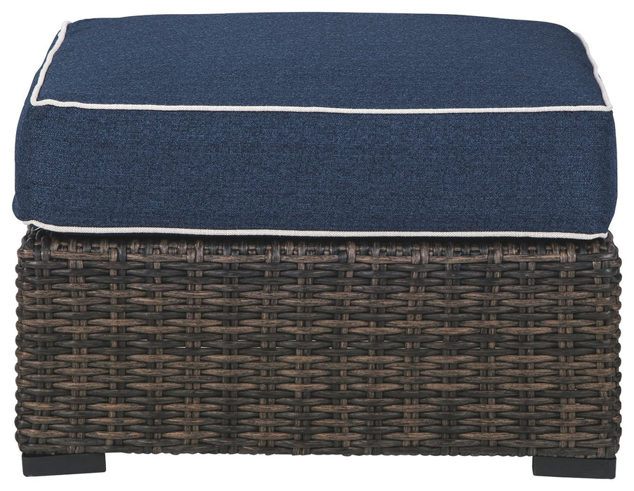 Grasson - Brown / Blue - Ottoman With Cushion Capital Discount Furniture Home Furniture, Furniture Store