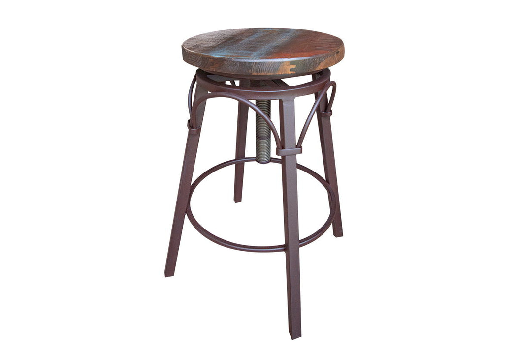 Antique Multicolor - Stool With Iron Base - Dark Brown Capital Discount Furniture Home Furniture, Furniture Store